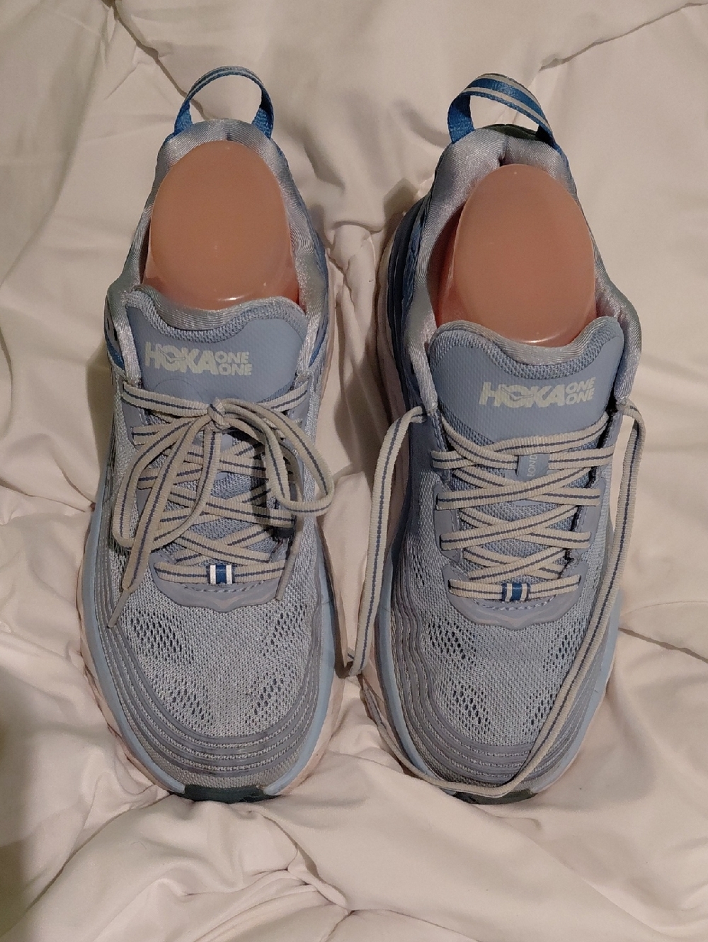 Hoka One One Pale Blue Mesh Lace-Up Sneakers